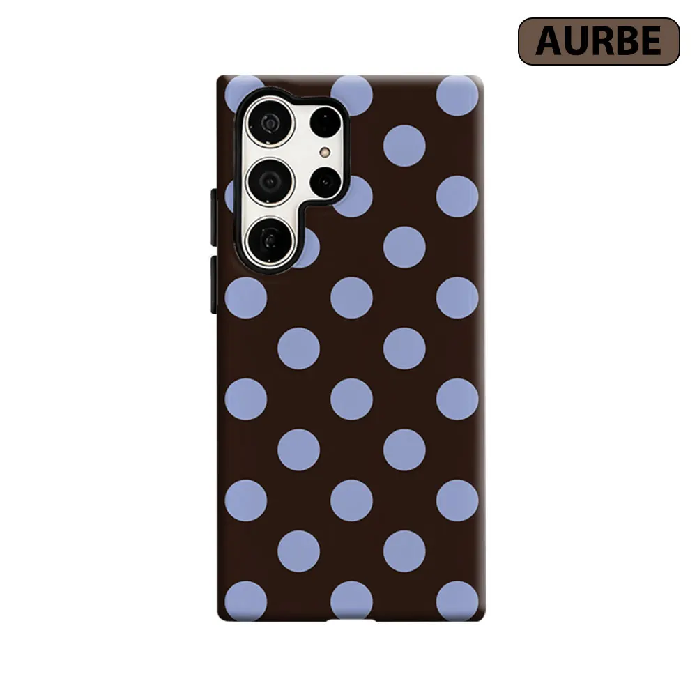 Aurbe Phone Case For Samsung Galaxy S26 S25 S24 S23 Ultra Plus HD Hard Brown Blue Dot Double Layer Film Cover
