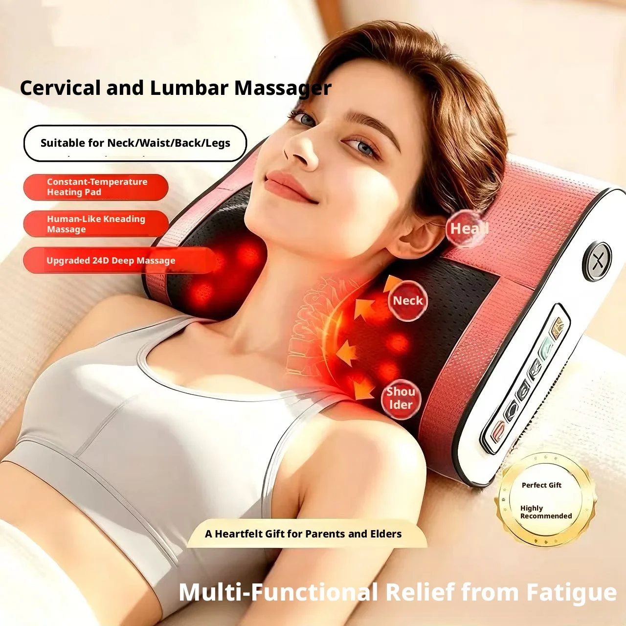 Neck Massager Pillow Simulation Hand Kneading Massage Pillow  Relieve Cervical Fatigue For Shoulder Back Leg Body Relaxation