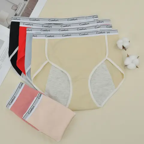 1Pack Women's Period Underwear Mid Waist Anti-Leakage Cotton Panties Comfortable Menstrual Briefs for Teens Ladies Intimates
