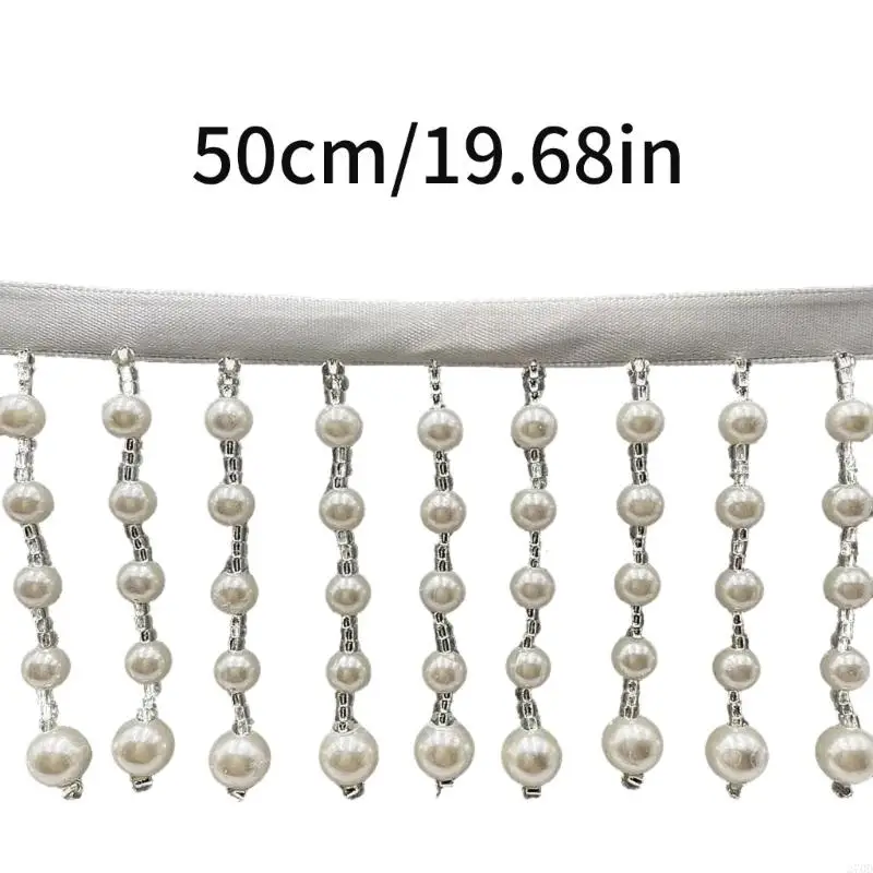 270D Multiuse Artificial Pearls Chain Decorative Chain for Clothing and Shoes Bag Accessory Decoration Unique Fringed Charm