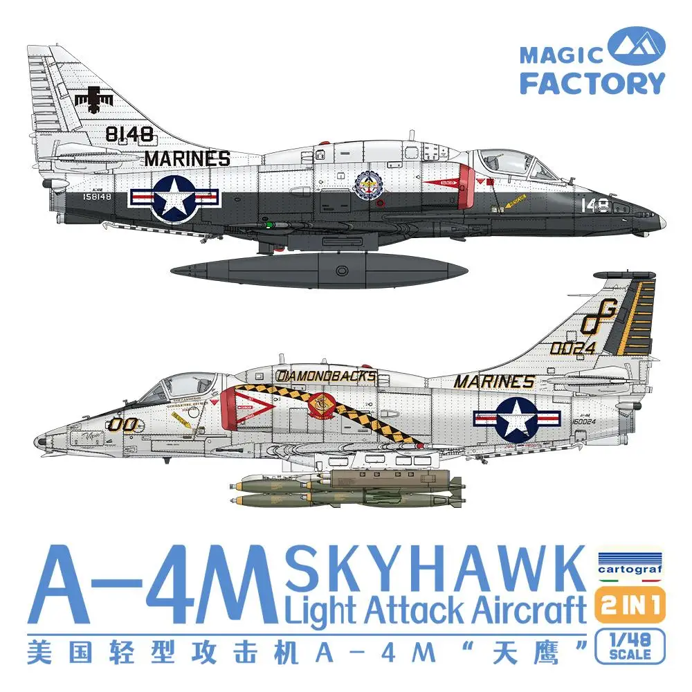 MAGIC FACTORY 5002 1/48 Scale A-4M SKYHAWK Light Attack Aircraft 2 IN 1 Plastic Model Kit