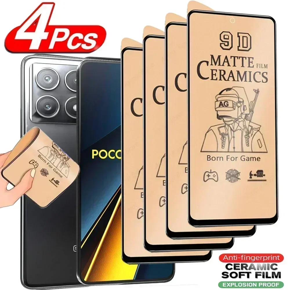 

4Pcs Matte Ceramic Film Screen Protector For Poco X6 X5 Pro 5G F4 GT X4 M4 M3 M5 X3 Pro F3 C65 C40 Film For Xiaomi Poco X6 Pro