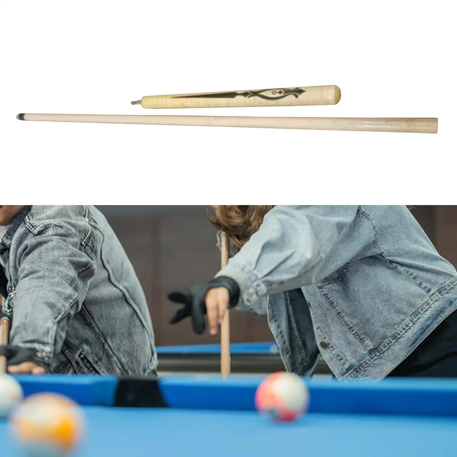 

Billiard Pool Cue Stick Wooden Billiard Cue Lightweight Segmented Length 107cm Break Jump Cue for Games
