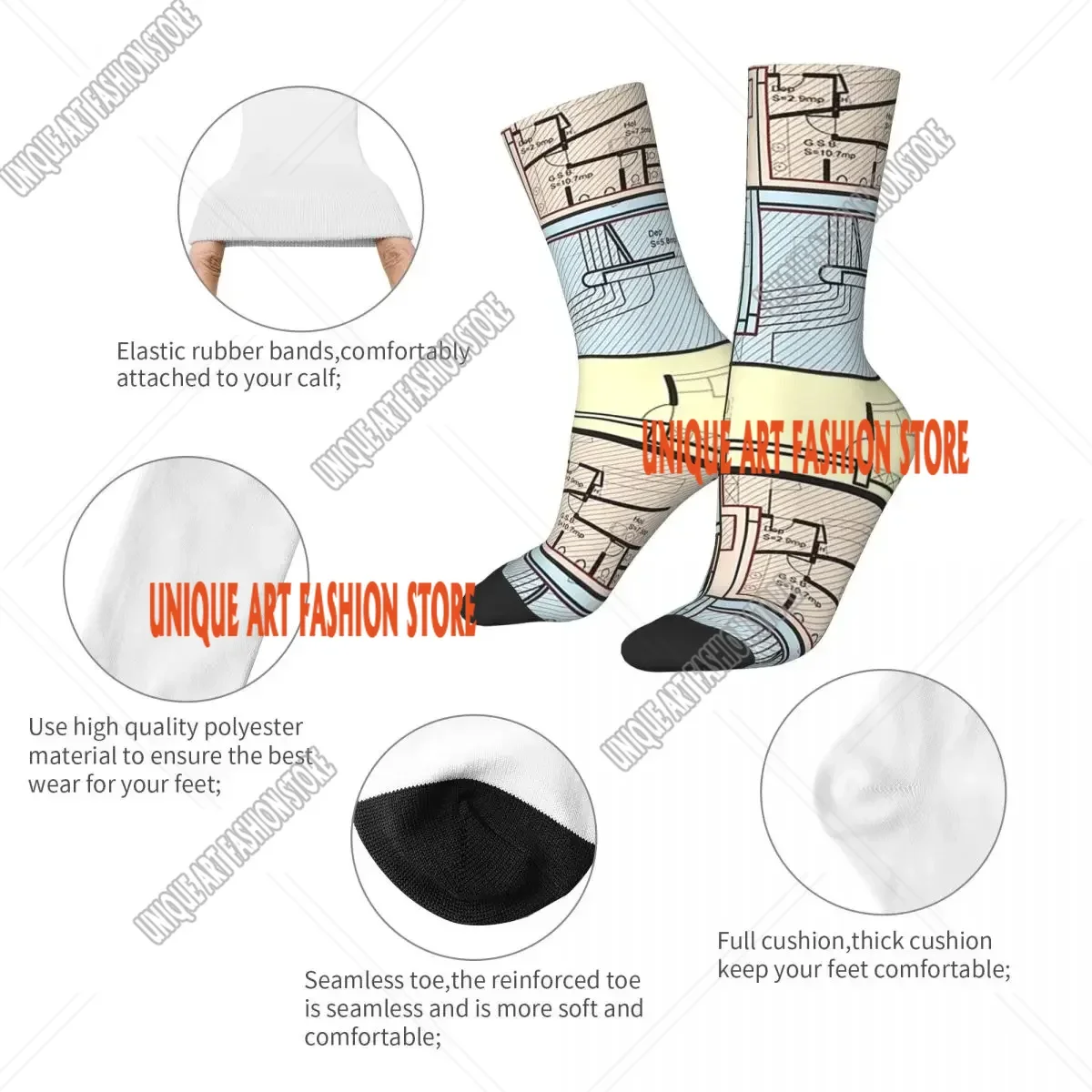 Blueprint Socks Harajuku Super Soft Stockings All Season Long Socks Accessories for Unisex Gifts