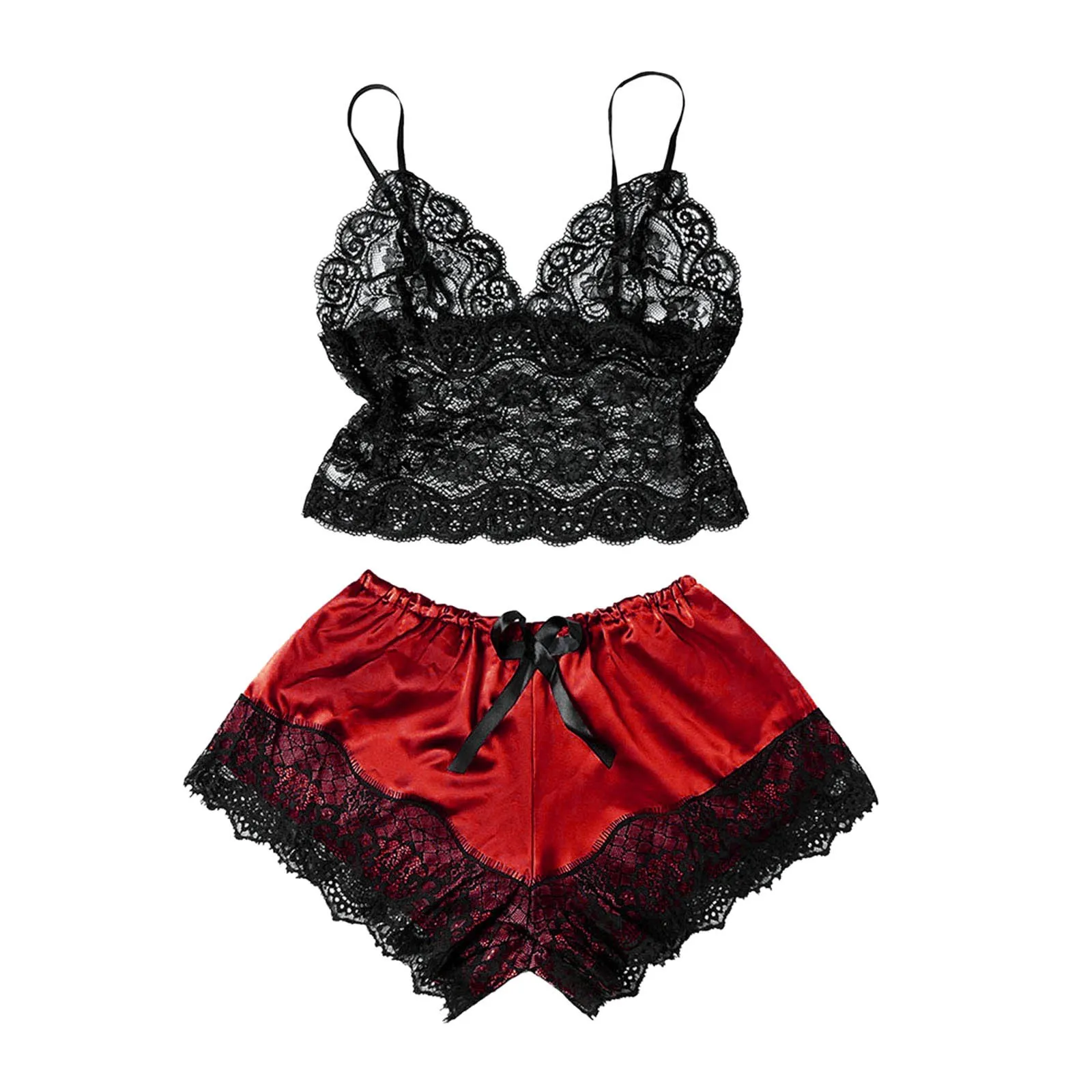 Conjunto de Lingerie Sexy de Renda Feminina, Sutiã Push Up, Pijamas, Cuecas Cuecas, Pijamas Visuais, Terno, Calcinhas, Calcinhas, 2 peças