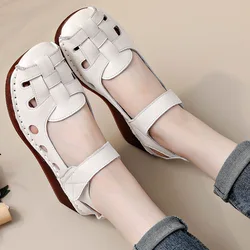 Ładne sandały damskie ze skóry bydlęcej buty mary jane damskie sandały z koturą na obcasie damskie ortopedyczne sandały z zamkniętymi palcami