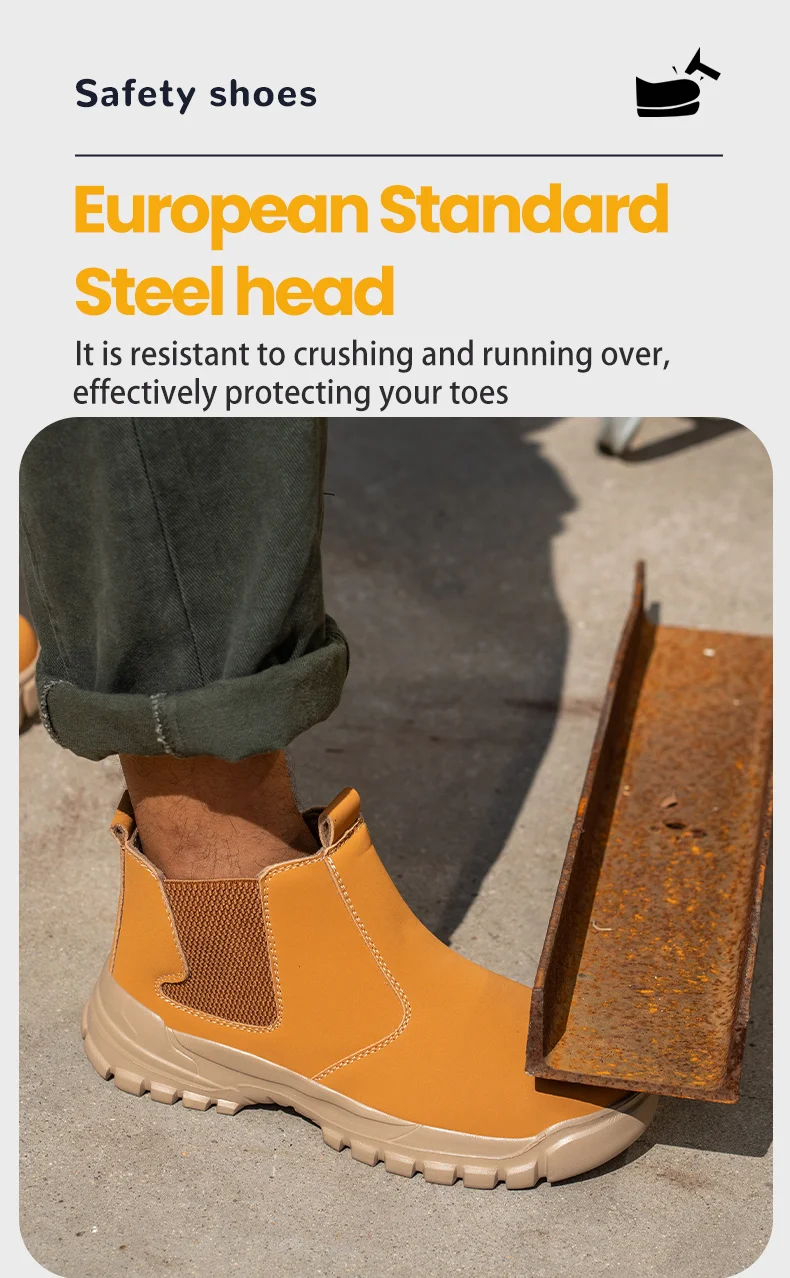 Wasserdichte Lederschuhe für Herren, rutschfeste, unzerstörbare Schutzstiefel, leichte Sicherheitsarbeitsschuhe für Herren, unzerstörbar – Detail 4