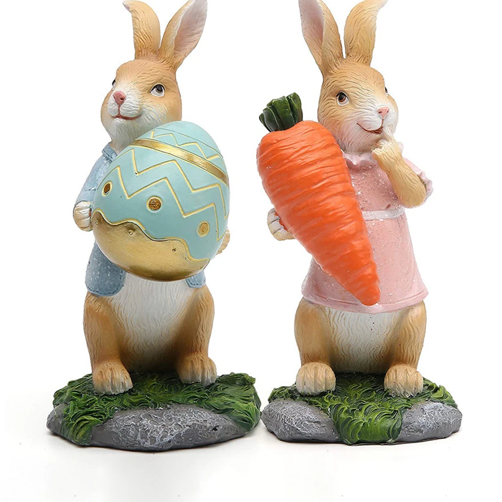 

Resin Rabbit Figurine Lovely Shape Beautiful Color Easter Decoration Desktop Ornaments Statue Sculpture Garden Supplies