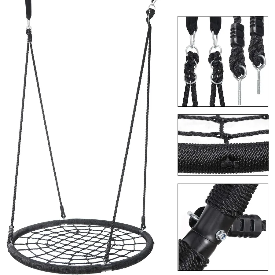 SUPER DEAL Largest 48" Spider Web Swing Set for Tree 700lbs Extra Large Platform Net Swing 71inch Adjustable Hanging Ropes - At