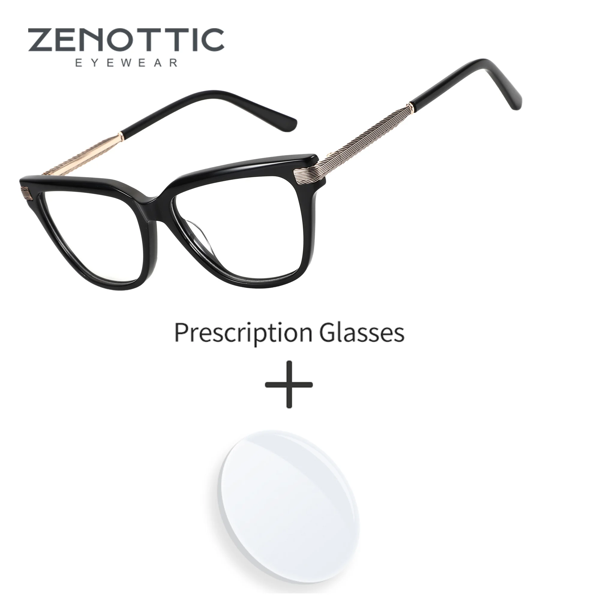 

ZENOTTIC Women Handmade Acetate Cateye Prescription Glasses Square Anti-Blue Light Photochromic Optical Eyewear