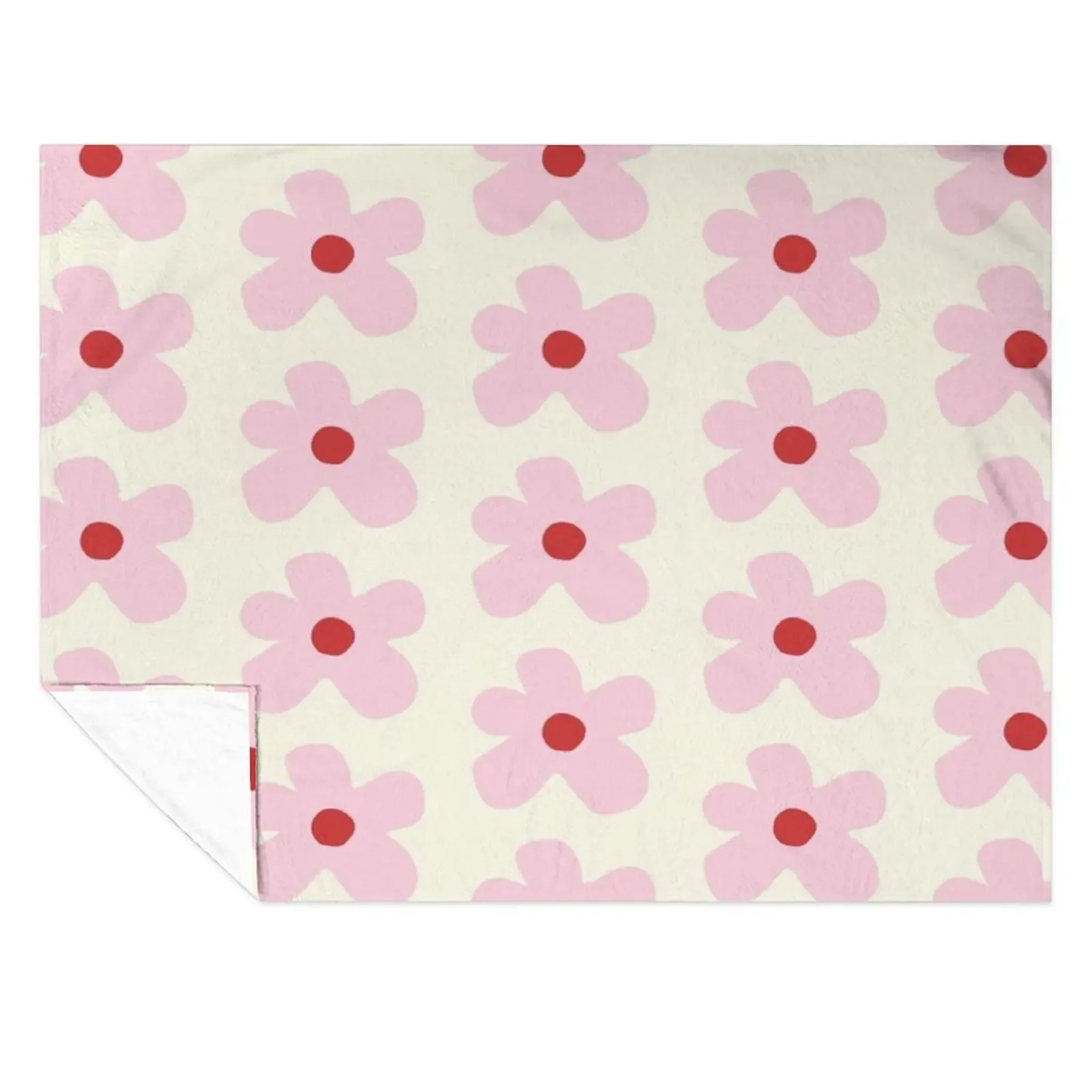 

red and pastel pink floral print Throw Blanket Furry christmas gifts Cute wednesday Blankets