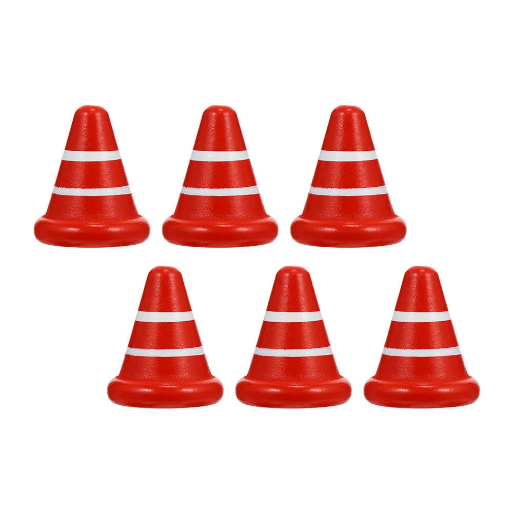 

6Pcs Traffic Road Sign Educational Learning Mini Cones Small Traffic Cones Plastic Children Cognitive Roadblock Props