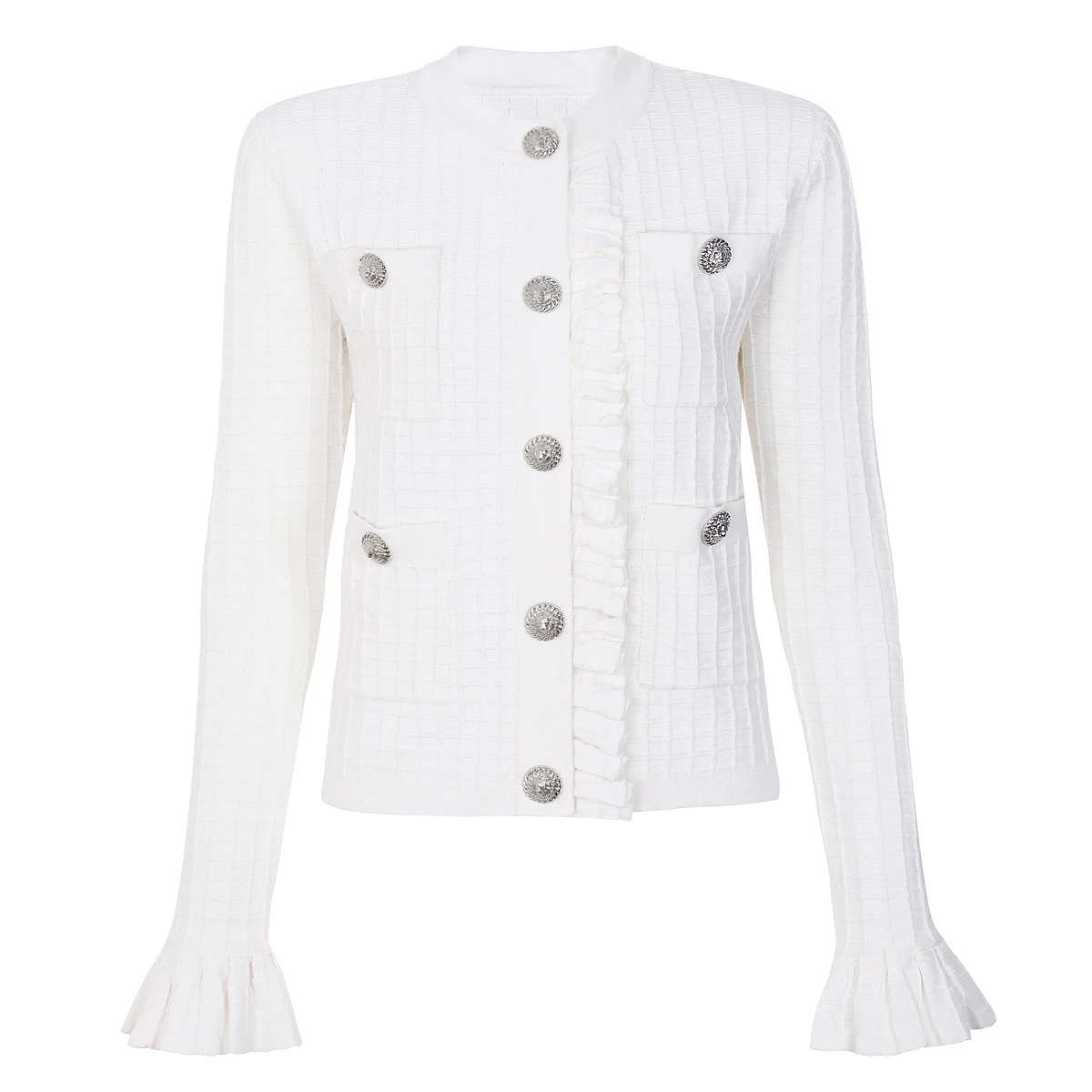 High Quality Spring And Autumn New Style Fashionable Temperament Socialite Fungus Lace Dark Pattern Women's Cardigan
