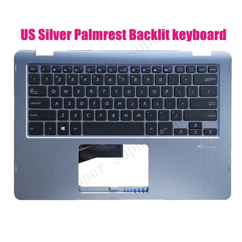 SSS+ US Silver Palmrest Backlit keyboard for Asus TP410U TP410UA TP410UF TP410UR