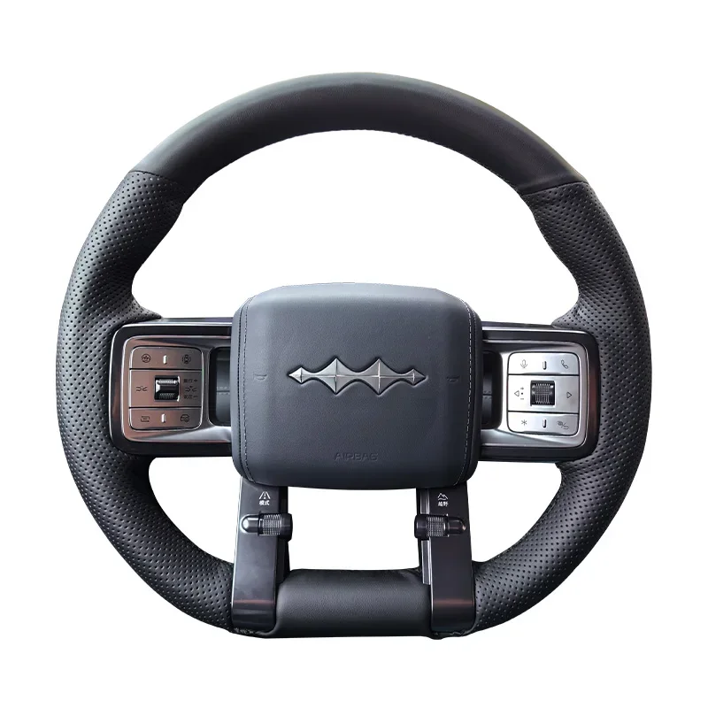 

Для BYD Equation Leopard 8 2025 DIY черный кожаный чехол ручной работы на руль внутренняя ручка