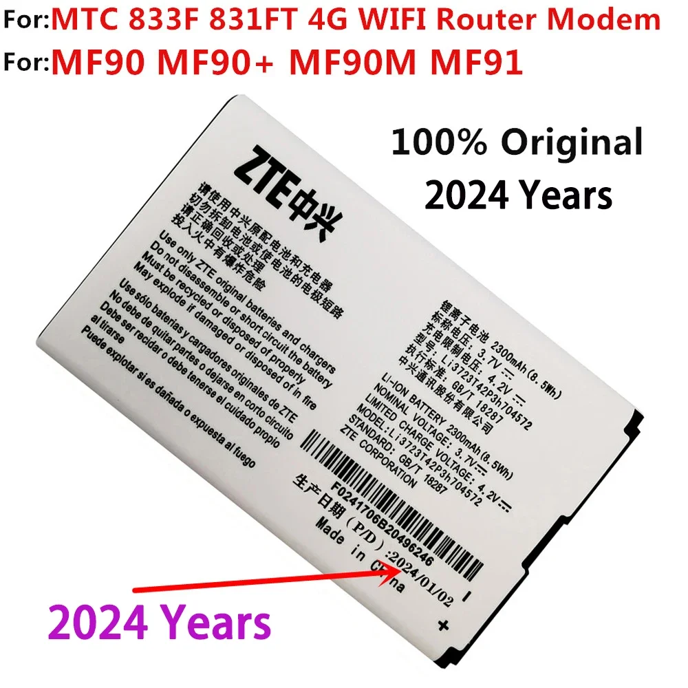 

Original New 2300mAh Li3723T42P3h704572 Battery For MTC 833F 831FT 4G WIFI Router Modem For ZTE MF90 MF90+ MF90M MF91 Batteries