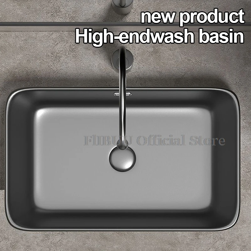 Semi-embedded Ceramic Bathroom Vessel Sink Bowl Single Sink Bowl Lavatory Wash Hand Basin Gray Stone Pattern Household WashBasin