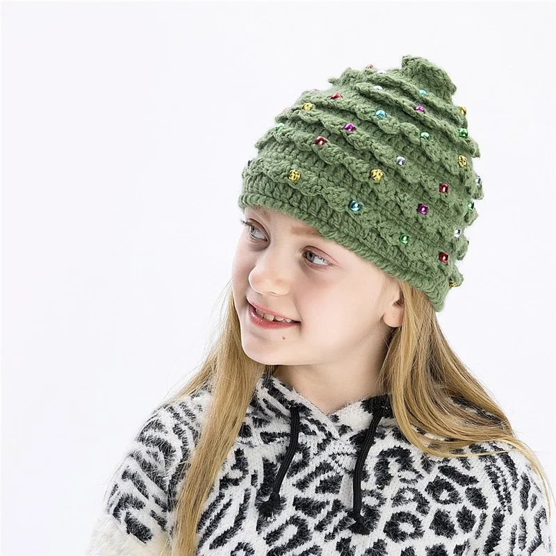 Autunno e inverno natale cappello genitore-figlio fatto a mano albero di natale stella cappello di lana vacanze bambini cappello caldo regalo