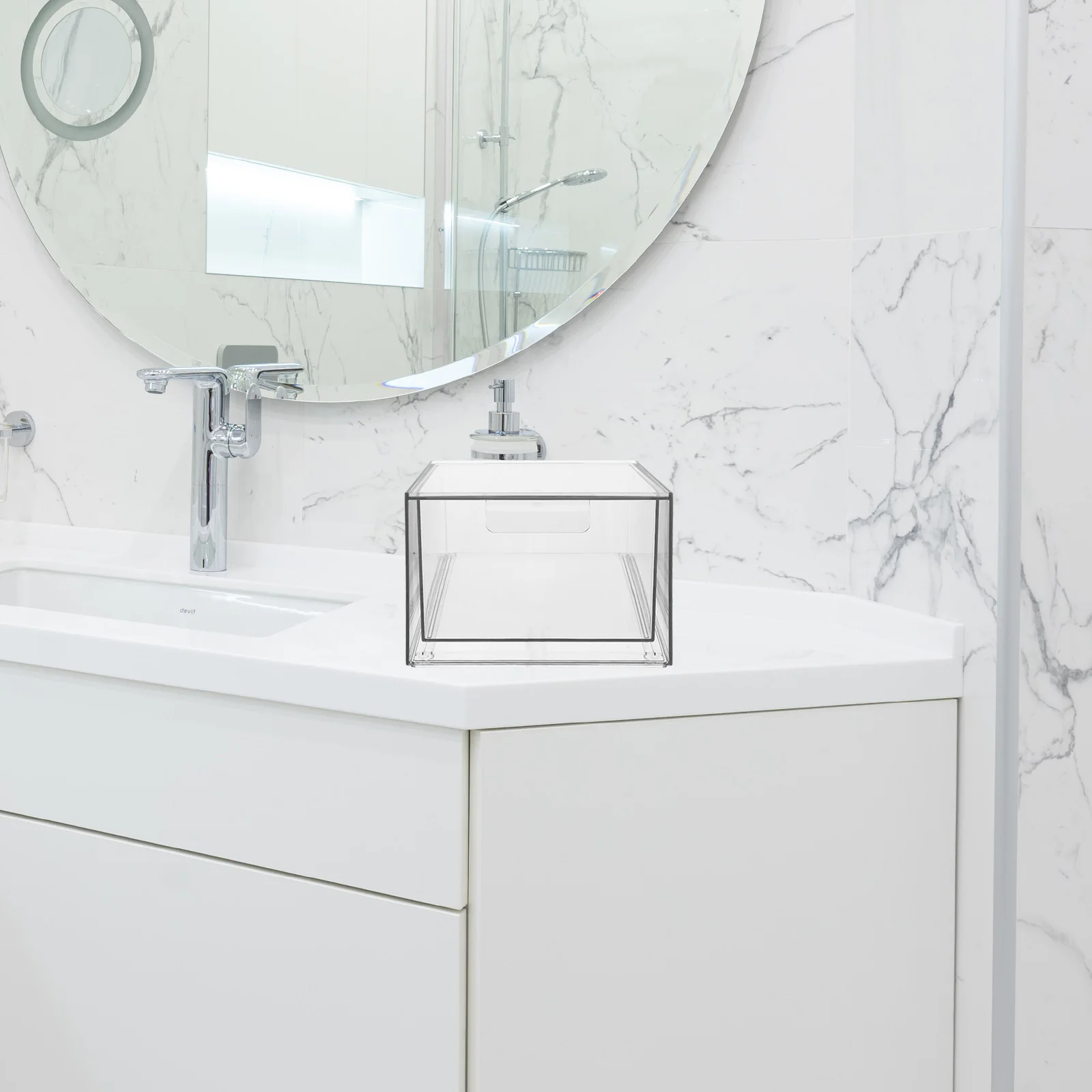 

Cosmetics Storage Box Transparent Acrylic Drawer-Type Desktop Organizer for Skincare Products Facial Tissue Holder Bathroom