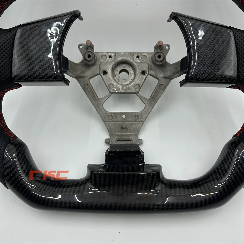 

Customized black Carbon Fiber Perforated Leather Red Strip Steering Wheel for 2003 Nissan 350Z
