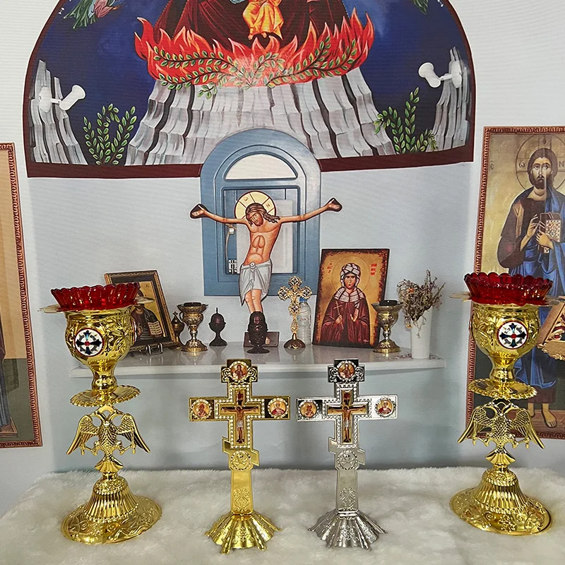 Orthodox Crucifix Religious Items Gold and Silver Cross Decoration Large Jesus Catholic Christ Church Supplies Cruces Religiosas