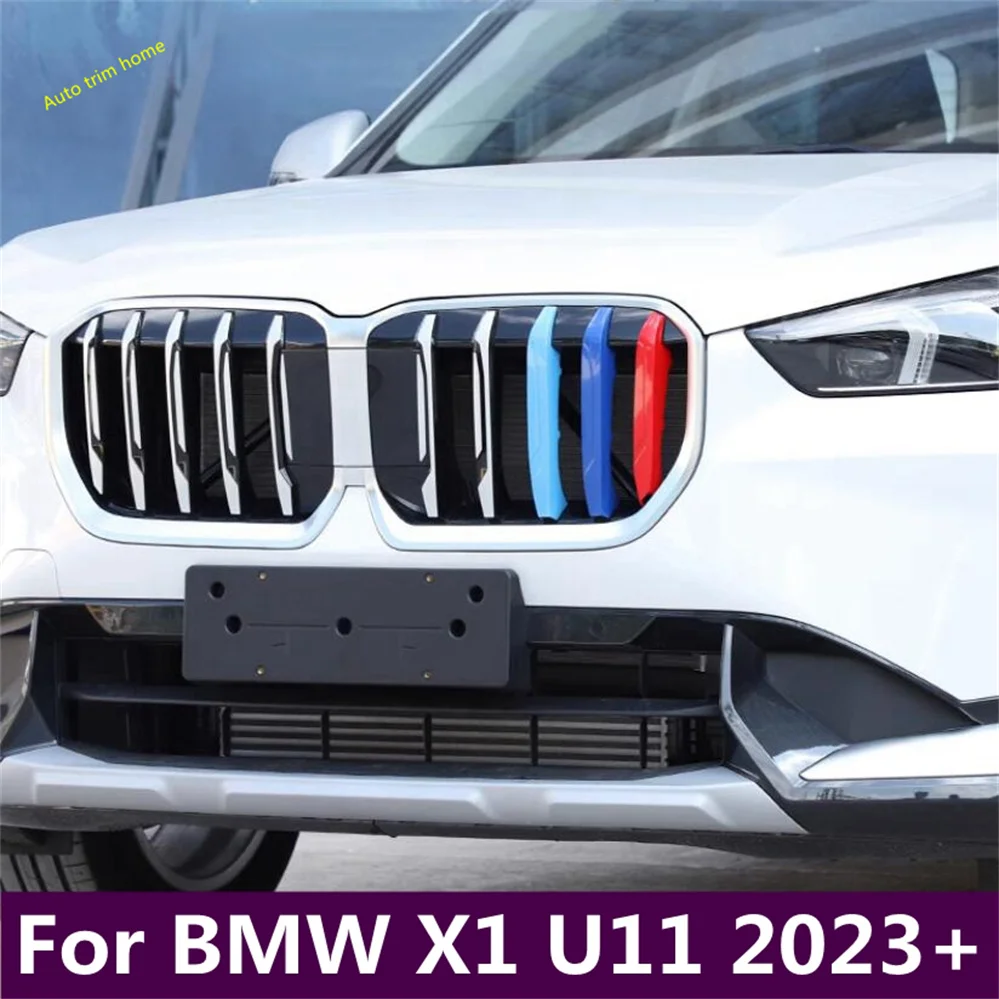 

Front Hood Billet Grille Decor Sticker Trim Garnish Strips Center Grill Cover Fit For BMW X1 U11 2023 2024 Car Accessories