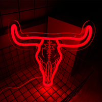Bull Cactus Sun Neon Sign Texas Longhorn Bull Neon Lights for Bedroom  LED Sign Cow Head Neon Lights Signs for Wall Decor