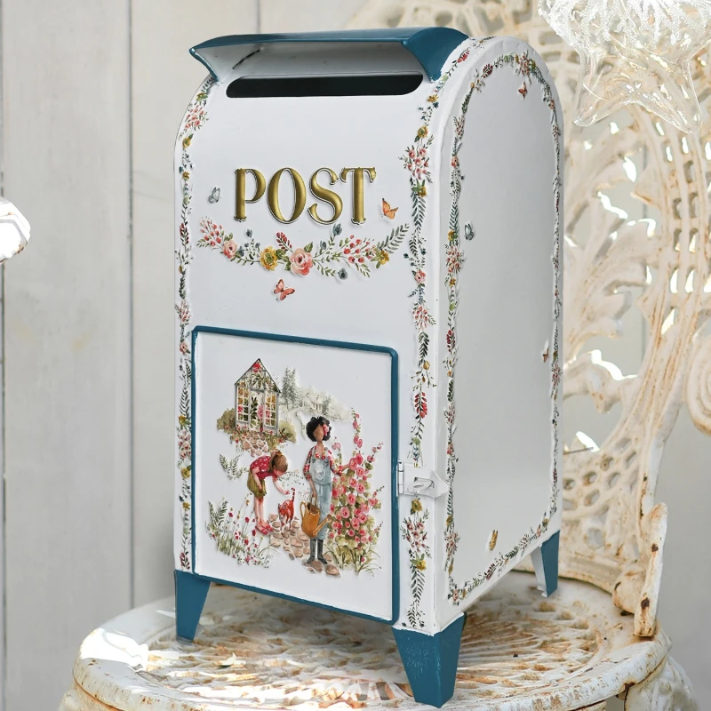 New standing mailbox wrought iron mailbox decorative ornament garden gardening outdoor waterproof three-dimensional relief