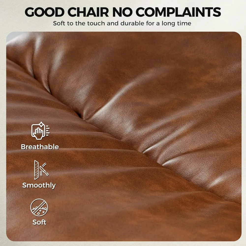 كرسي مكتب منزلي كرسي مكتب مريح، كرسي مكتب مريح كرسي تنفيذي جلدي منتصف القرن عتيق 360 °   دوار