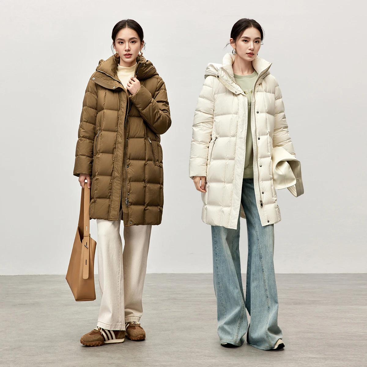 SENTUBILA Winter-Daunenjacke 2025, neue warme, lange, solide Taschen, Daunenmäntel mit Kapuze, Reißverschluss, lange Ärmel, Oberbekleidung W44Y57032