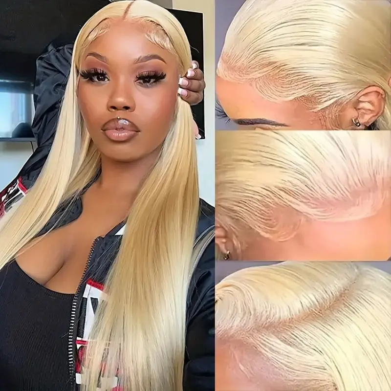 Rosabeauty 13x6 Blonde 613 HD Transparent Straight Lace Front Human Hair Wigs Glueless 13X4 Frontal Wig Preplucked 250% 40Inch