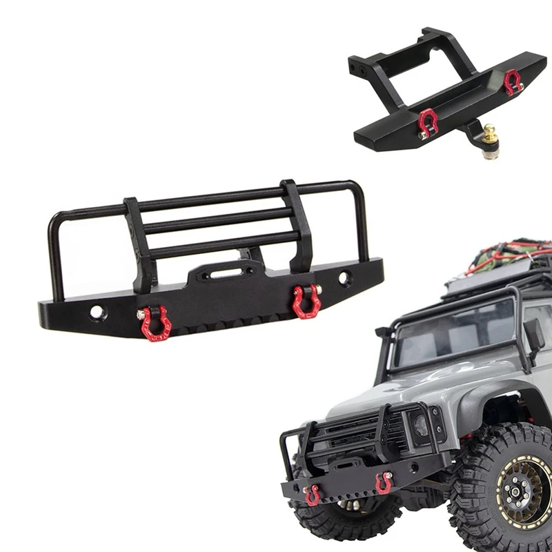 WOWFU-Paraurti in metallo con gancio di traino per TRX4M Defender 1/18 RC Crawler Car Parti di aggiornamento Accessori