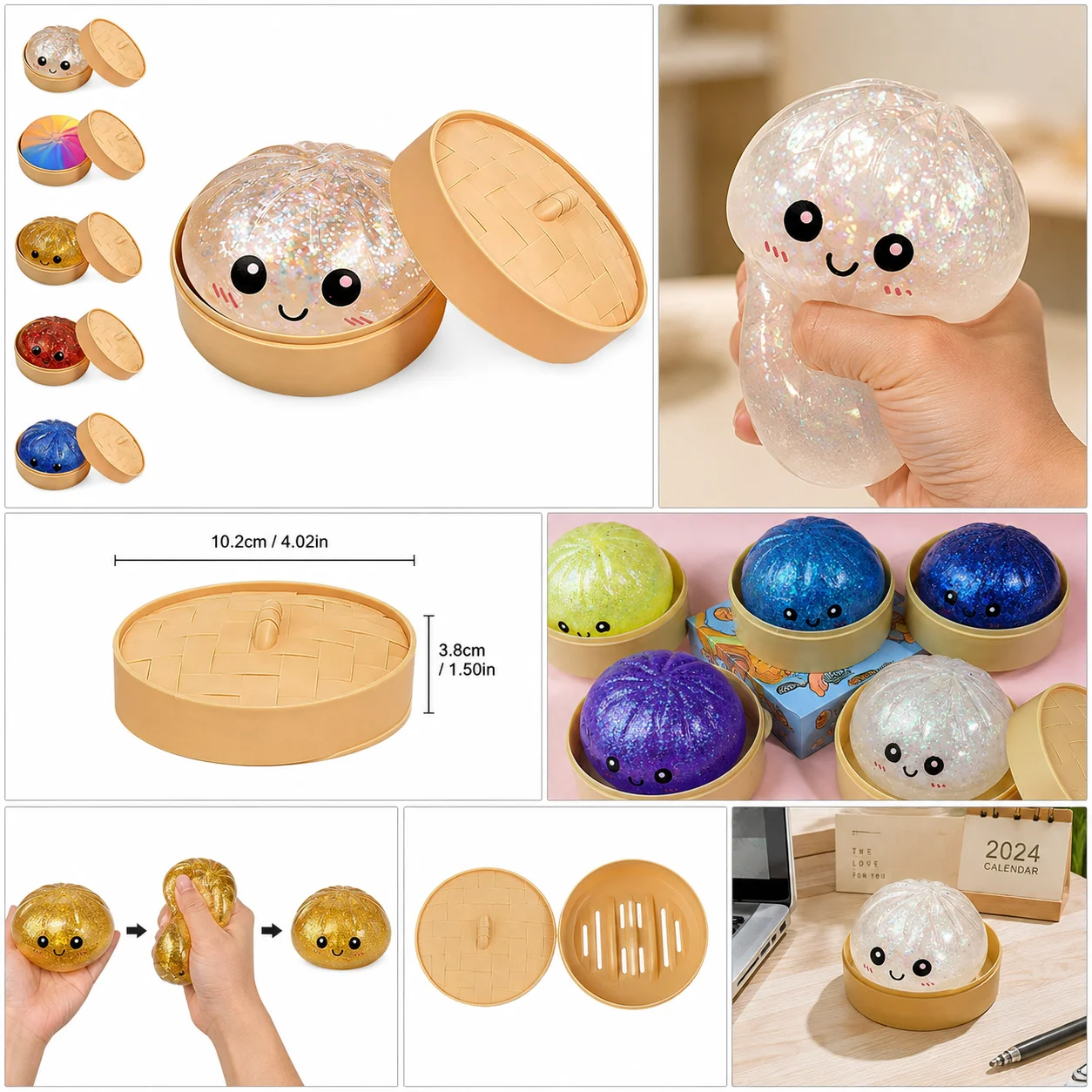 귀여운 글리터 바오 번 스퀴시 장난감 스트레스 해소 감 - Kids Toys Basket 리뷰 및 가격