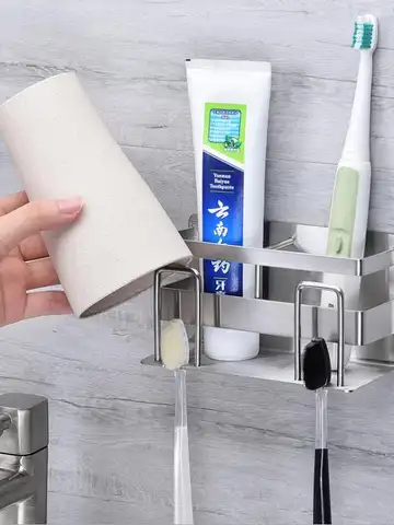 스테인리스 스틸 칫솔 홀더 일본 스타일 스테인리스 스틸 벽 마개식 화장실 칫솔 세 개 세트 칫솔 홀더 칫솔 스탠드 칫솔 홀더