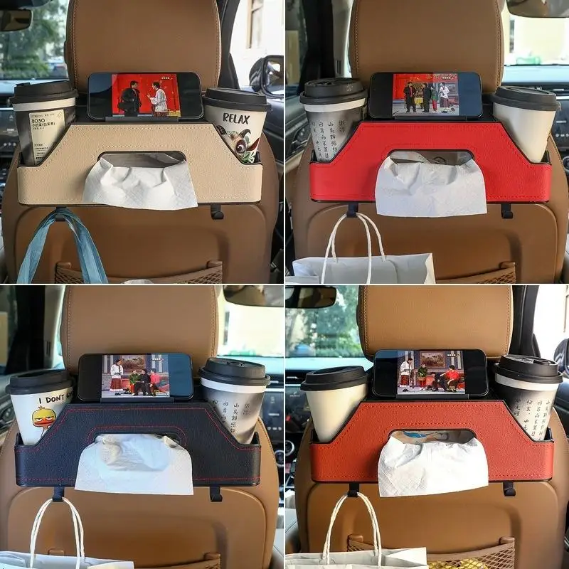 1Pcs Universal Car Seat Organizer with Tissue Holder Double Layer Storage Box for Auto Interior Organization