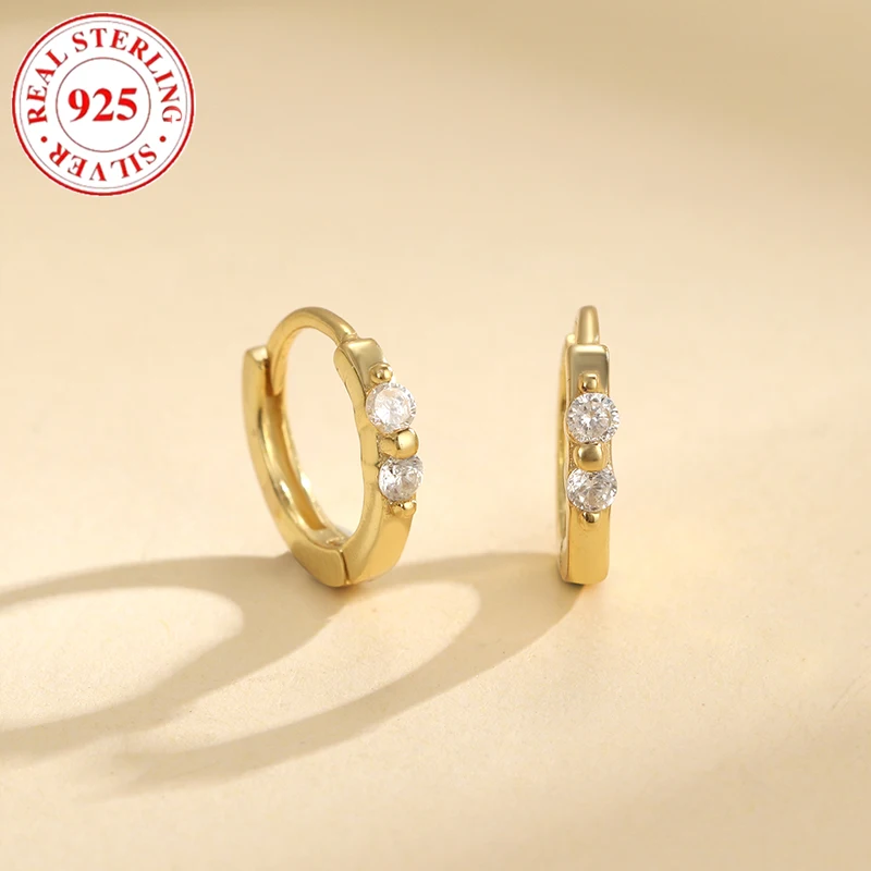 925 Silver Classic Double Diamonds Women's Earrings Hypoallergenic Suitable for Gift Giving