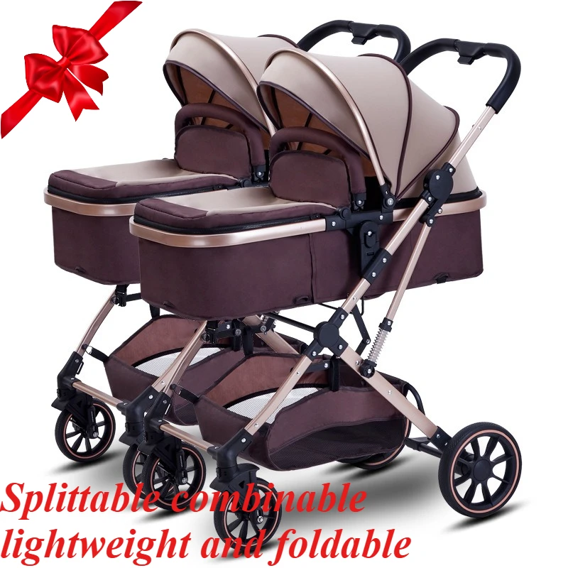 

Двойная коляска Коляска Двойная для двух детей, одна, большая и одна, маленькая, четырехколесная, разделенная и комбинированная.