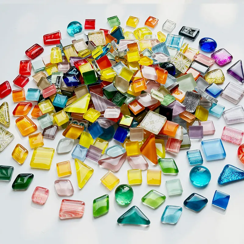 100g Diy Mix Color Glitter Glass Mosaic Stones Mosaic Tiles Glass Pebbles Crafts Material Puzzle For Diy Mosaic Making Arte