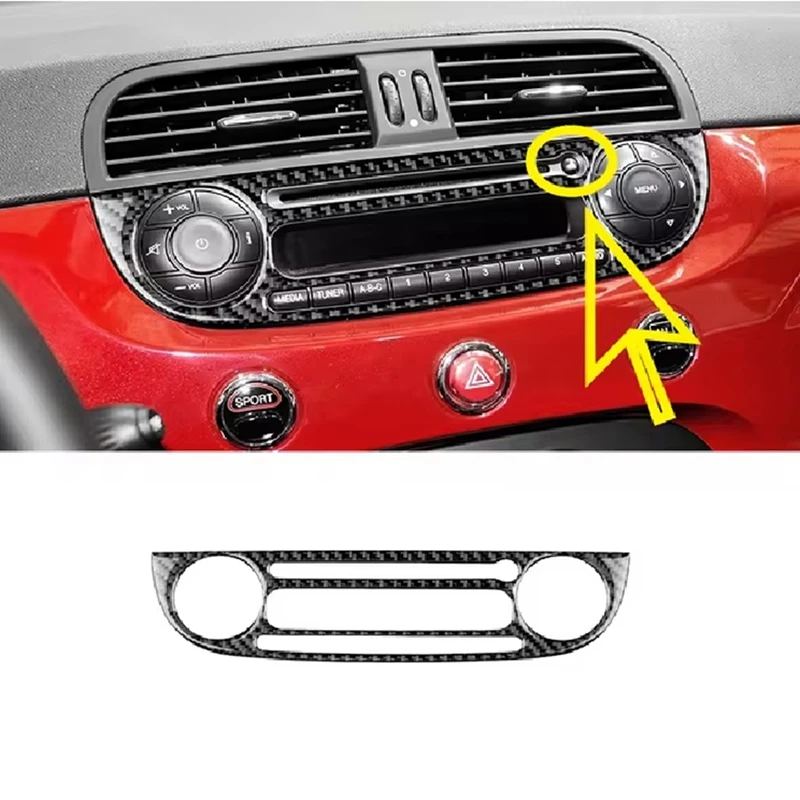 Real Soft Carbon Fiber Sticker For Fiat 500 2012-2015 Car Center Console CD Control Panel Trim Interior Accessories