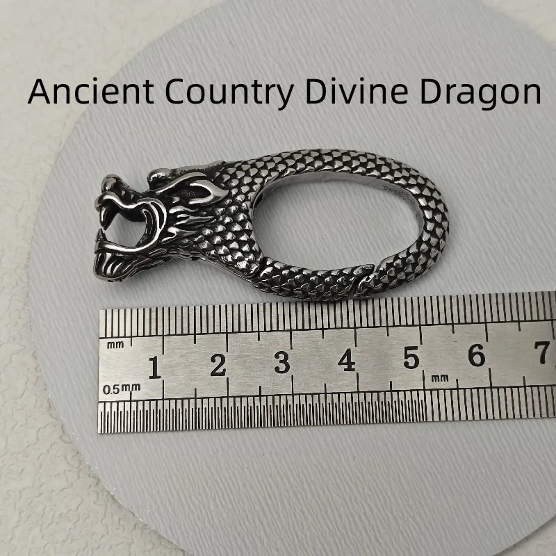 Retro Stainless Steel Wolf Head Mens Pants Chain The Orient Divine Dragon Keychains luxurious Fashion y2kPants Chain Accesories
