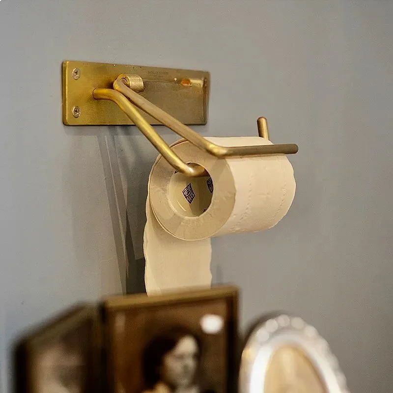 Brass Wall Mounted Toilet Paper Holder Vintage Bathroom Tissue Rack Rustproof