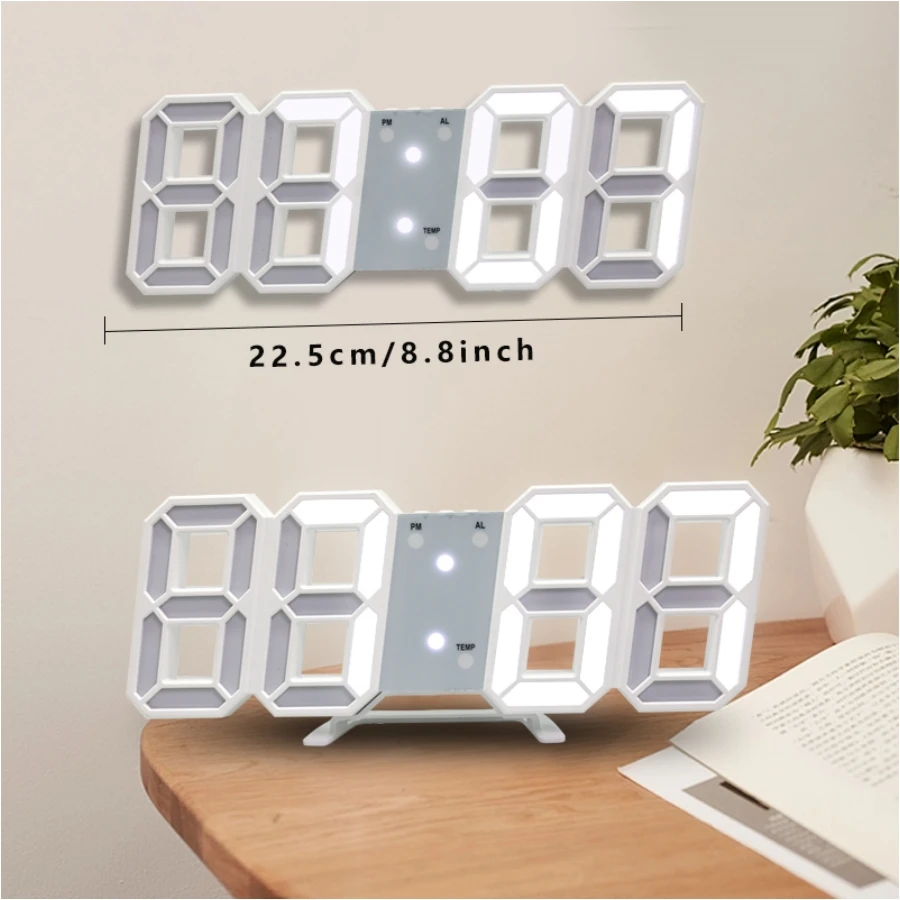 Simple Fashion Electronic Clock 3D Luminous Digital Clock Voice-activated Silent Alarm Clock Creative Desktop Clock