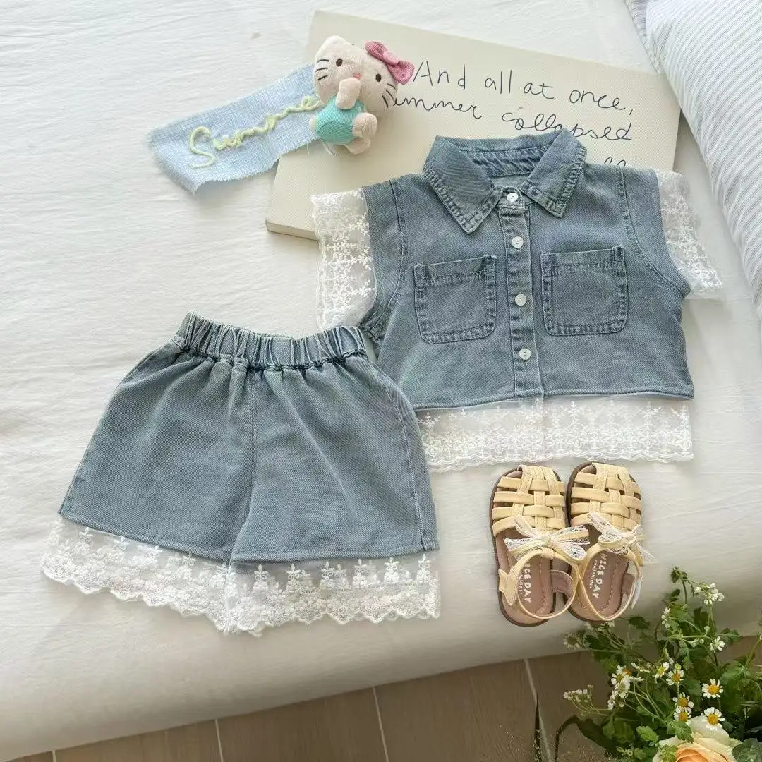 

Kids Girls' Summer Suit Fashionable Summer Latest Children's Short Sleeve T-shirt Shorts Two Piece Baby Clothing Kids Outfits