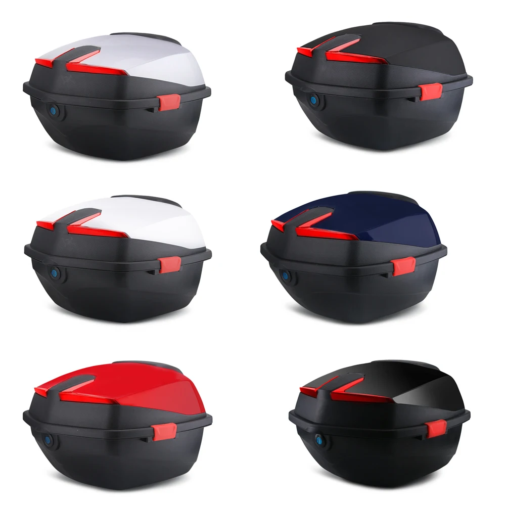 Motorcycle Rear Top Box Waterproof Motorcycle Scooter Tail Box Trunk Luggage Box Large Capacity Lockable Carrier Case For Moped