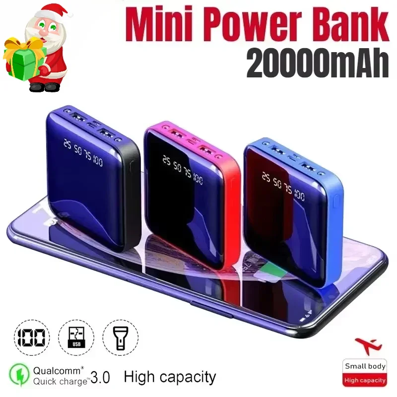 

Mini Power Bank Portable 20000mAh Fast Charging Powerbank LED HD Display Two-way Quick Charge External Battery Charger for Phone