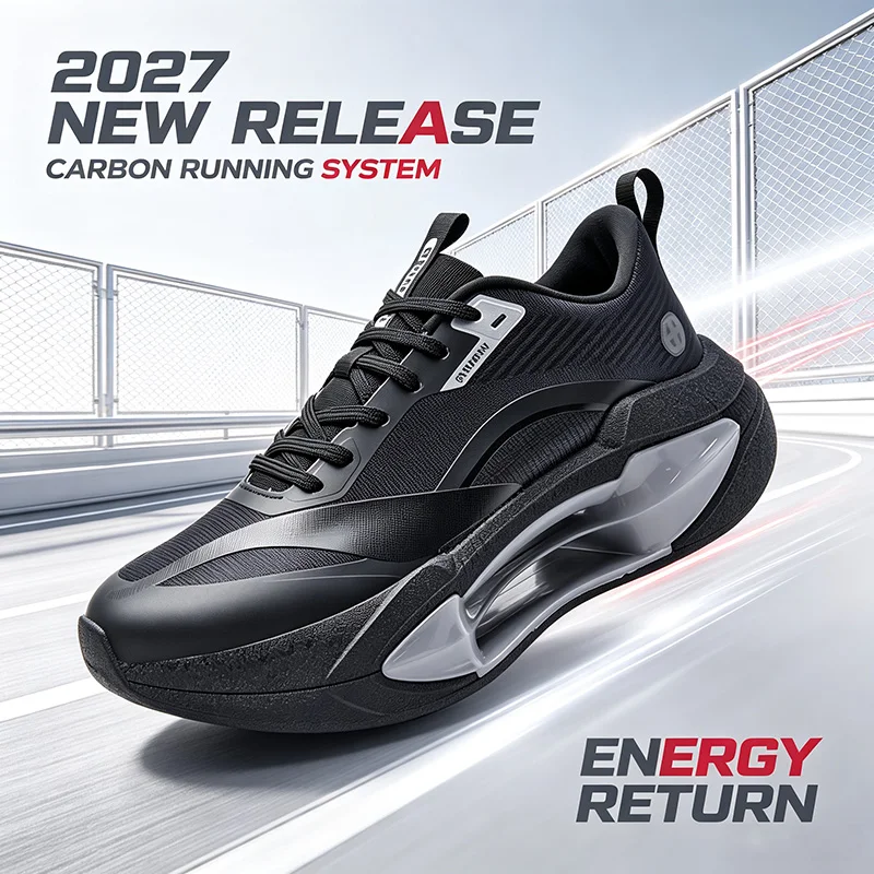 Men Carbon Fiber Plate Racing Sneakers High Rebound Cushioned Athletic Shoes Lightweight Breathable Marathon Running Trainers