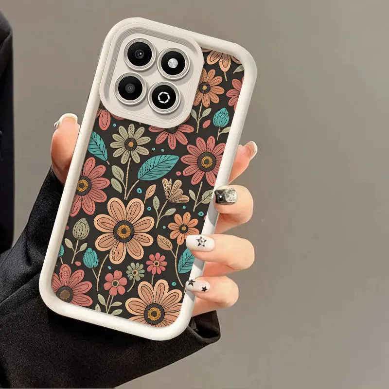 حافظة سيليكون مرنة لهاتف Honor 400 Smart 5G X7d غطاء حماية مقاوم للصدمات زهور طباعة نمط غطاء Funda #3