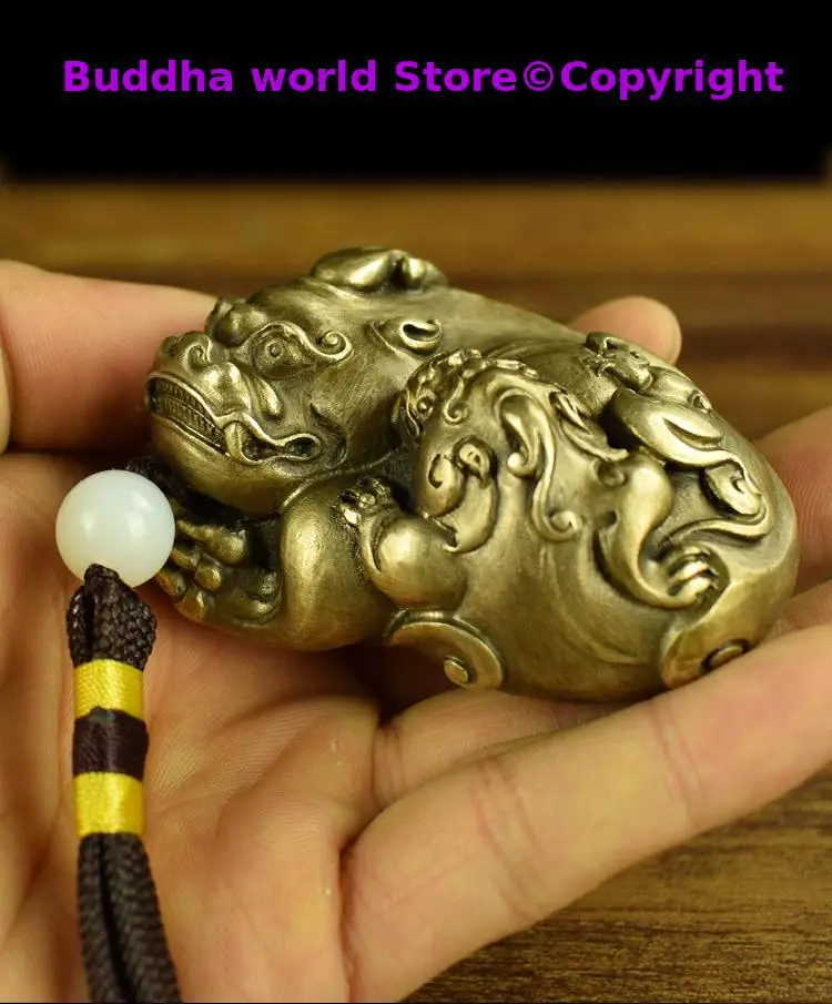 

Regulating spirit GOOD LUCK mascot Success BRASS dragon PI XIU hand pieces Talisman bless safe bring Fortune money Good luck