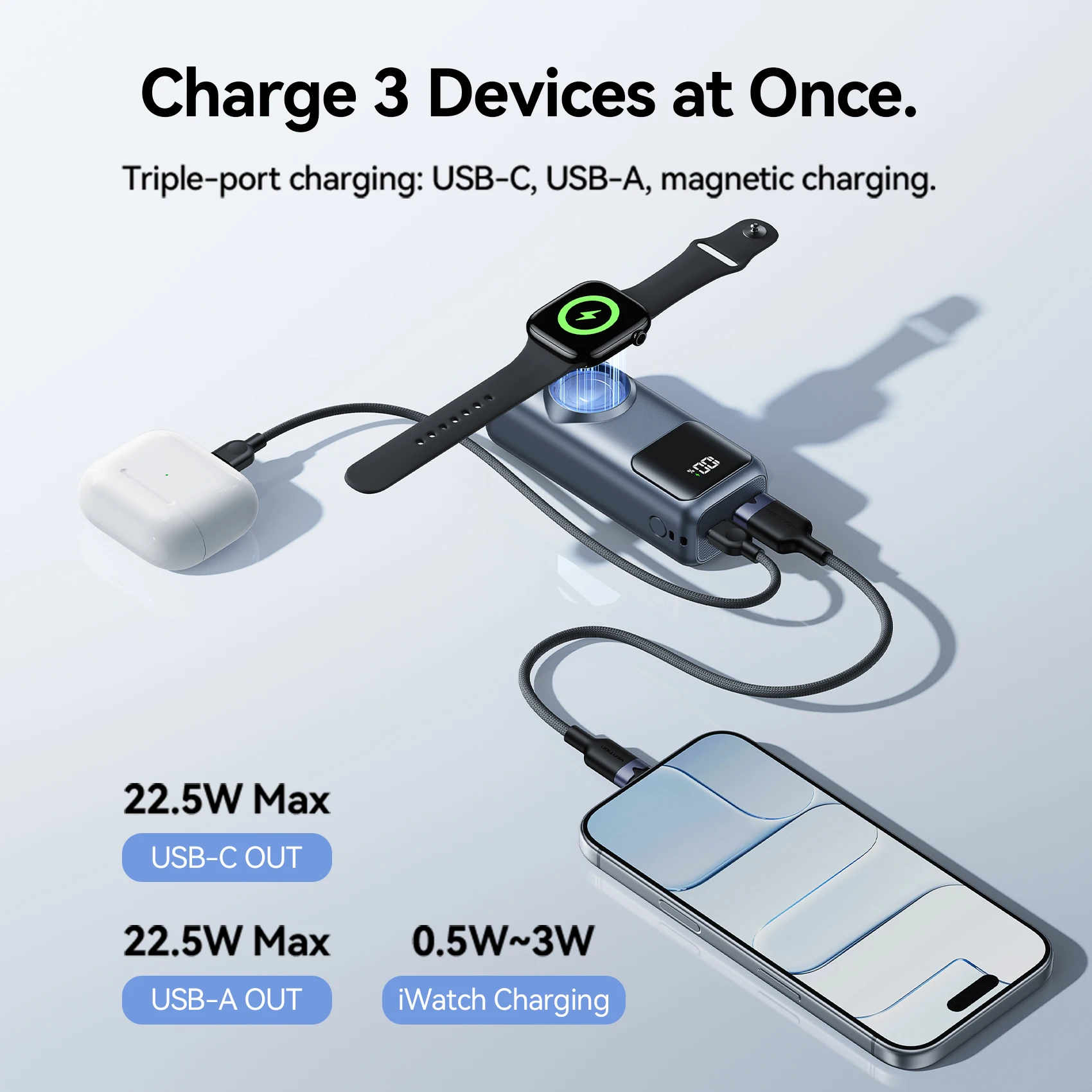 10000mAh Mini Power Bank 22.5W Fast Charging with Magnetic Wireless