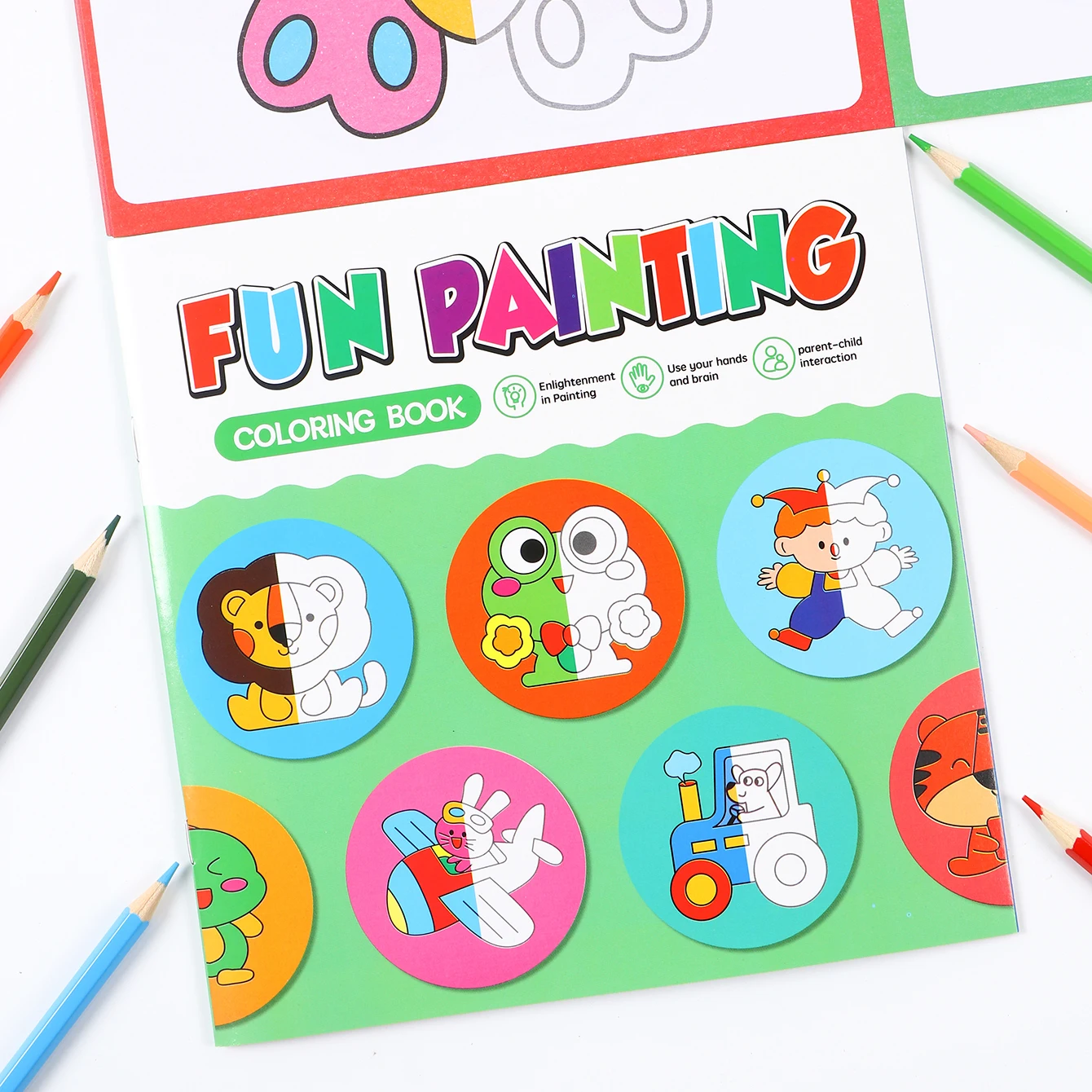 32-Page Kids Coloring Book with F Stamp Pages Educational Art Activity Book for Ages 4-8 Homeschool Preschool Early Learning Art